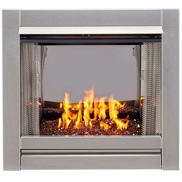 Ventless Stainless Outdoor Gas Fireplace Insert With Reflective, Duluth Forge, Mfr#: DF450SS-G-RCO